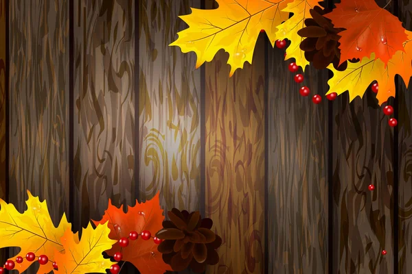 Fondo de otoño con hojas coloridas. — Vector de stock