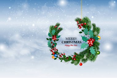 Noel bir afiş ile tatil tebrik vektör çizim.