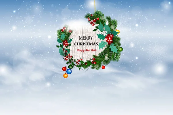 Vánoční vektorové ilustrace s transparentem s svátky s pozdravem. Vánoční přání. — Stockový vektor