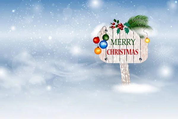 Kerst vectorillustratie met een spandoek met feestdagen groet. Kerstkaart. — Stockvector
