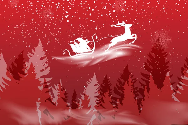 Paysage d'hiver fond avec chute de neige, silhouette de forêt d'épinette. — Image vectorielle