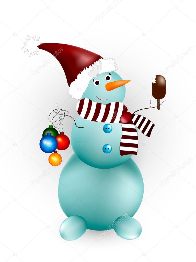 Christmas snowman isolated on white background