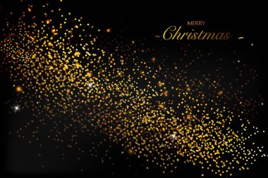 Noel kartı. Glitter altın çerçeve ve metin için yer ile arka plan