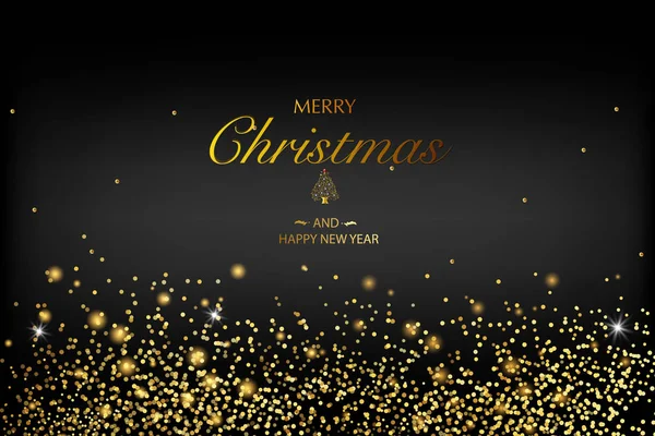 Χριστουγεννιάτικη κάρτα. Παρασκήνιο με glitter χρυσό καρέ και χώρο για το κείμενο — Διανυσματικό Αρχείο