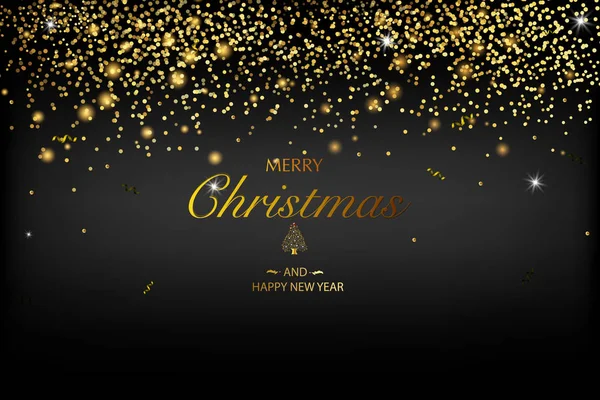 Noel kartı. Glitter altın çerçeve ve metin için yer ile arka plan