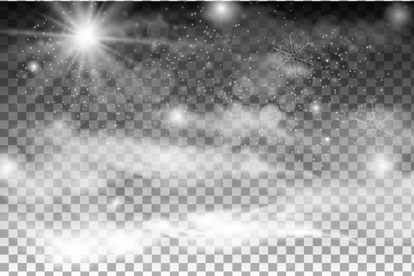 Crăciun care cade vector de zăpadă izolat pe fundal întunecat — Vector de stoc