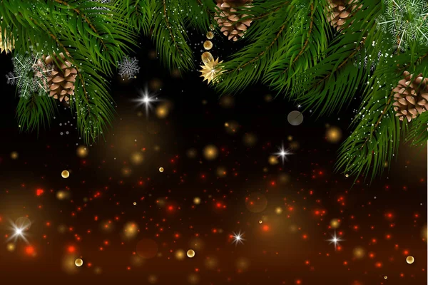 Tarjeta navideña con una composición de elementos festivos como la estrella dorada — Vector de stock