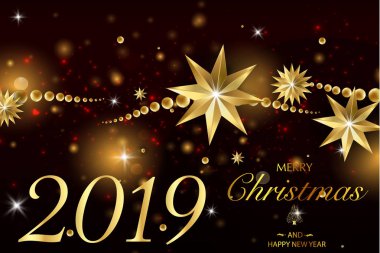 Noel kartı altın yıldız gibi şenlikli öğelerinin bileşimi ile çilek