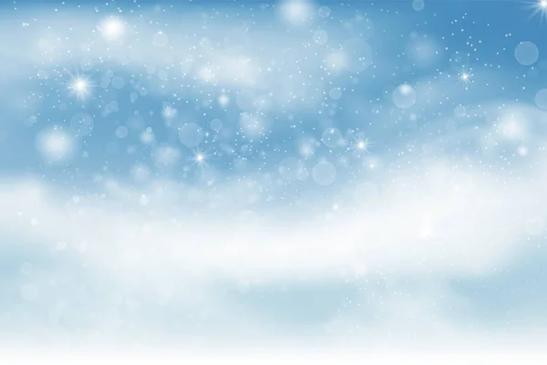 Kar yağışı ve ladin orman silueti ile kış manzarası — Stok Vektör