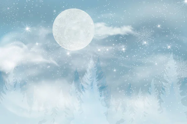 冬季景观背景，降雪. — 图库矢量图片