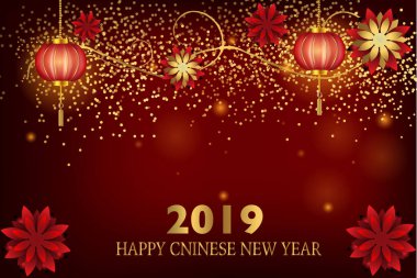 Çin yeni yıl tebrik tasarım şablonu oryantal tarzı. 