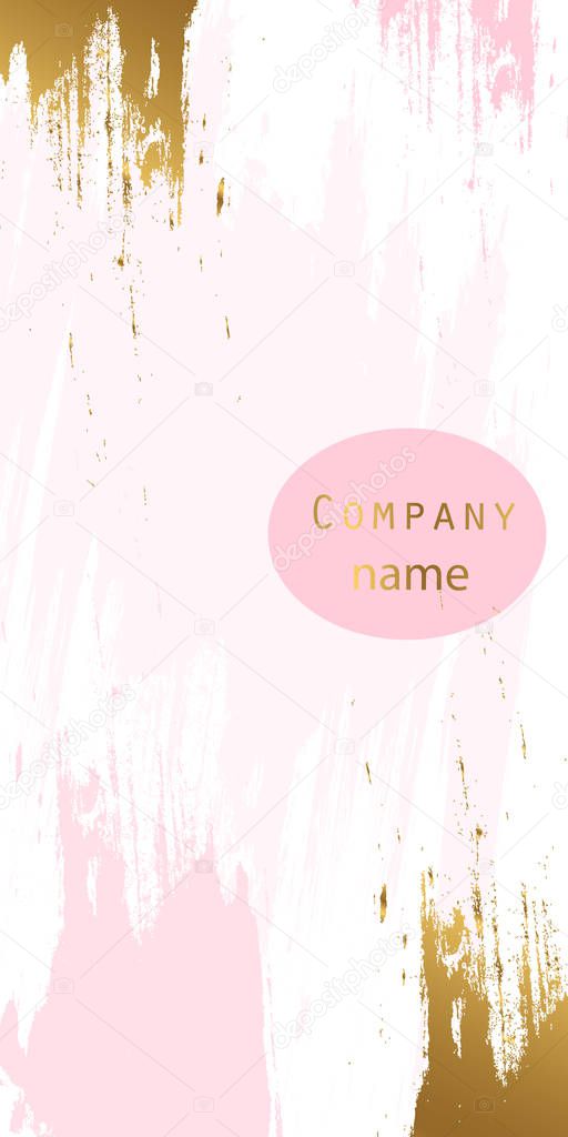 design templates for company. Pastel colors and gold brush strokes. 
