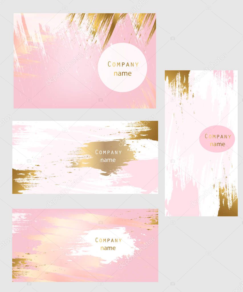 design templates for company. Pastel colors and gold brush strokes. 