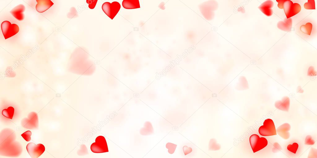 Vector illustration with red love hearts on vintage background