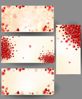 antika arka plan üzerinde kırmızı sevgi kalpleri ile vektör çizim