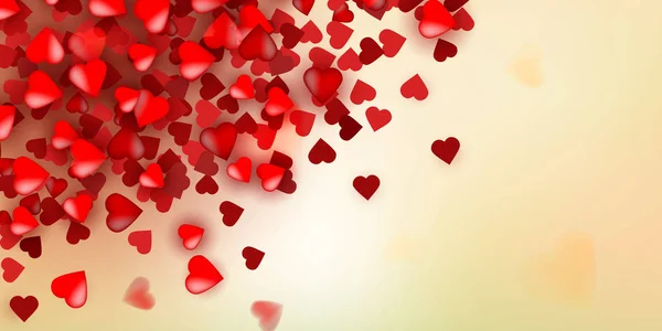 Illustration vectorielle avec coeurs d'amour rouges sur fond vintage — Image vectorielle