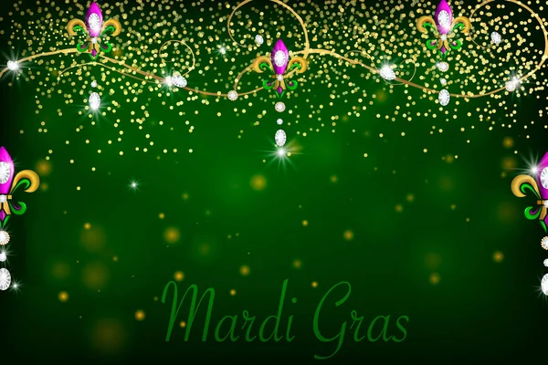 Mardi Gras holiday pozadí s diamanty, světla — Stockový vektor