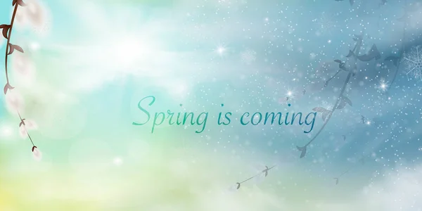 Våren är på väg. vårblommor gräs och äng — Stock vektor