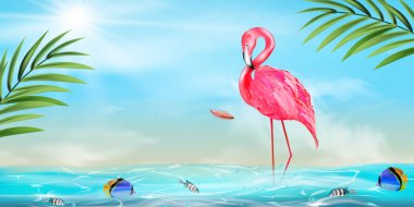 Pembe flamingo, suluboya sıçramalarına