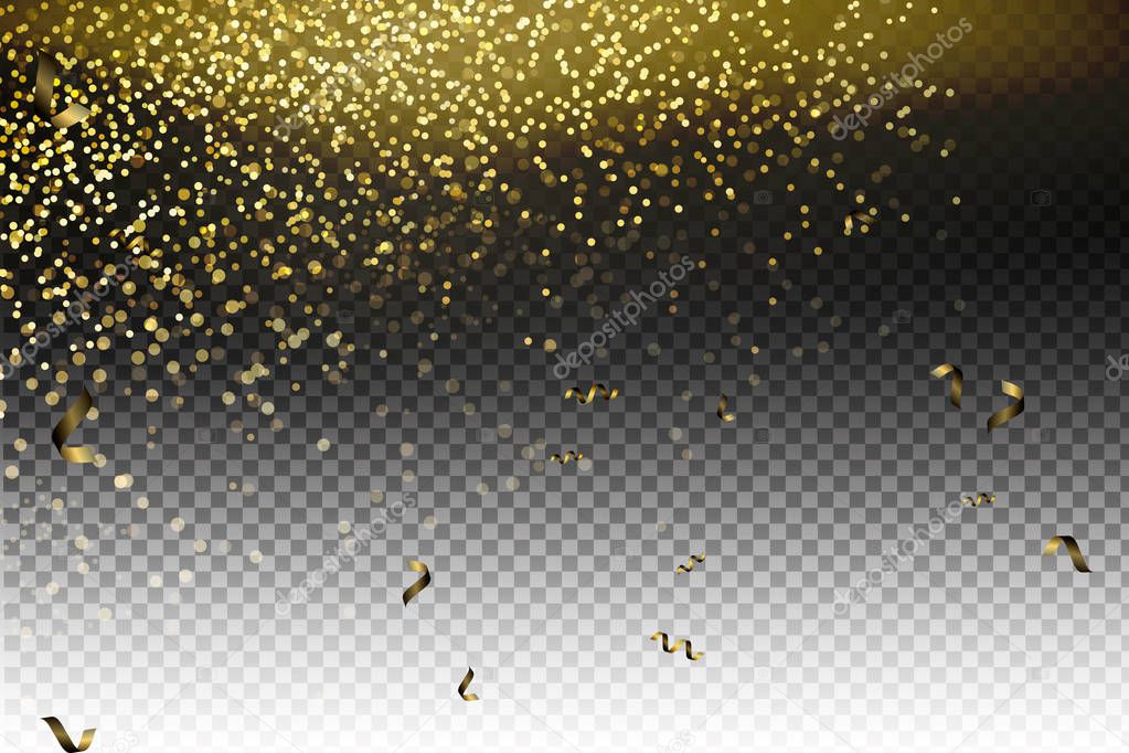 Vector gold glitter particles background effect for luxury greeting rich card