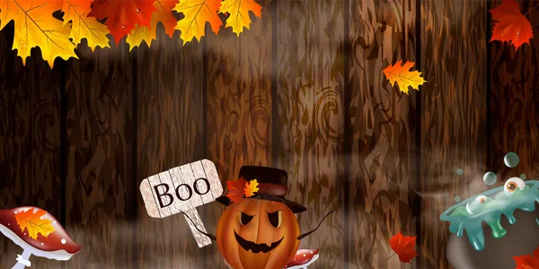 Festa di Halloween su sfondo di legno — Vettoriale Stock