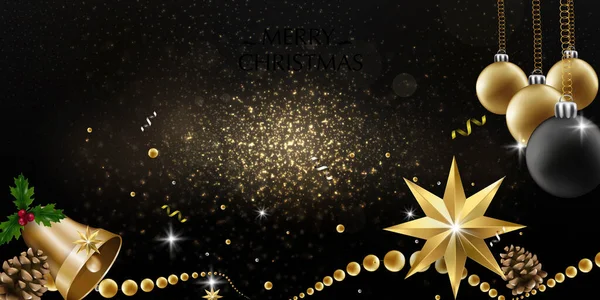 Рождественский Фон Подарками Блестящие Золотые Серебряные Снежинки Конфетти Золота Весёлая — стоковый вектор