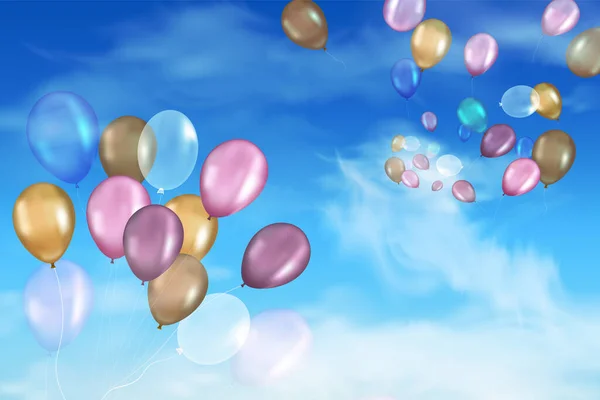 Létající jasné barevné balónky — Stockový vektor