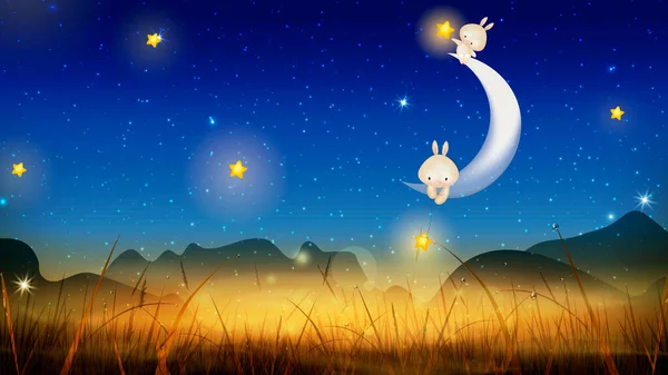 Happy Mid Autumn Festival ontwerp met volle maan. — Stockvector