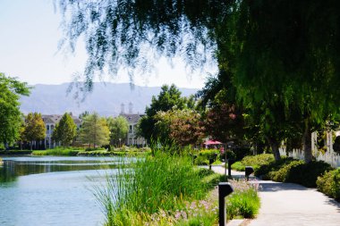 Güzel göl güneşli günde evde