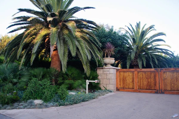 Casa con prato verde curato giardino fronte cortile nel quartiere residenziale suburbano — Foto Stock