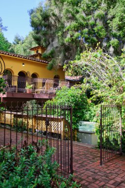 Çimenli ve geçitli yeşil yaz bahçesi