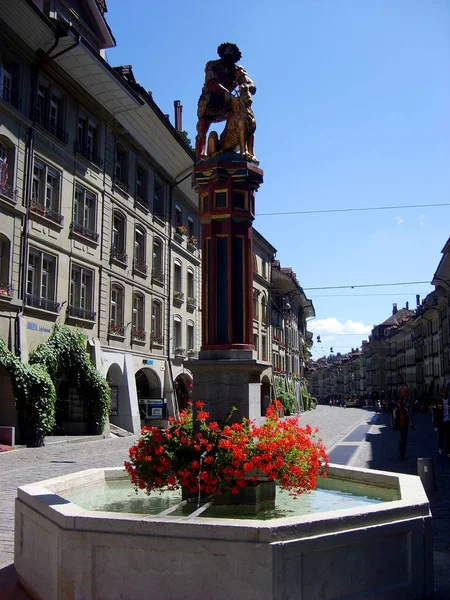 Bern Švýcarsko Července 2009 Street View Kramgasse Fontánou Staré Město — Stock fotografie