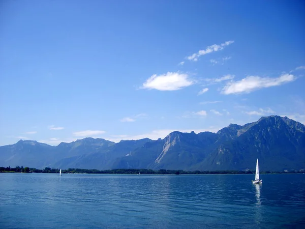 Beautiful Lake Geneva View Castle Chillon One Most Visited Castles — Stock Photo, Image