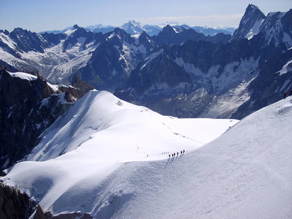 Arrampicata Nel Massiccio Del Monte Bianco Chamonix Francia — Foto Stock