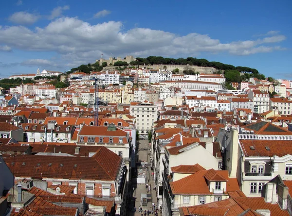 Vista panorâmica do elevador da cidade de Santa de Justa, Lisboa, Portugal — Fotografia de Stock