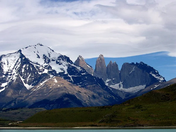 Vistas Picos Neve Parque Nacional Torres Del Paine Sul Patagônia — Fotografia de Stock