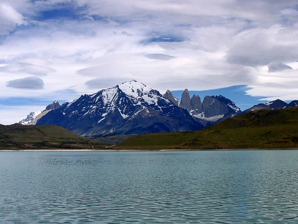 Vistas Picos Neve Parque Nacional Torres Del Paine Sul Patagônia — Fotografia de Stock