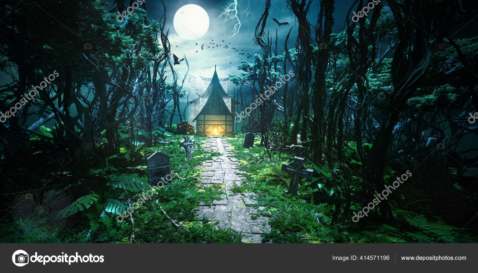 Render Mysterious Forest Path House Background Foggy Full Moon Scene Stock Photo Image By C Karelnoppe Render Mysterious Forest Path House Background Foggy Full Moon Scene Stock Photo Image By C Karelnoppe