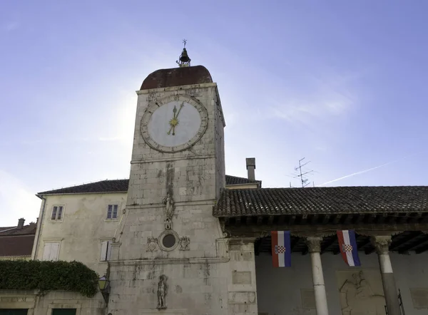 Torre Dell Orologio Nella Storica Città Trogir Dalmazia Croazia Ottobre — Foto Stock