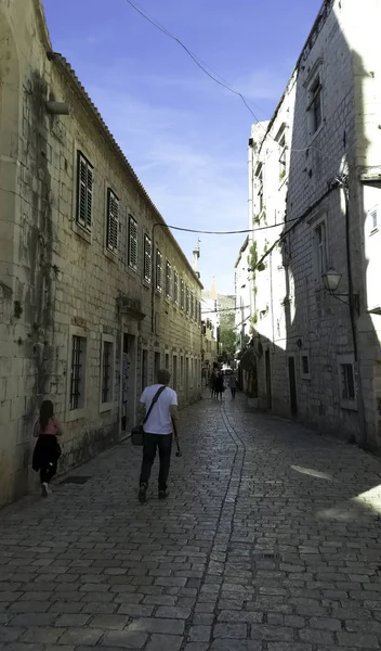 Узкая Улица Историческом Городе Трогир Хорватия — стоковое фото
