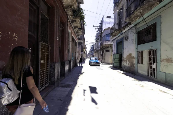 Straat Van Havana Met Oude Residentiële Gebouwen Havana Cuba 2018 — Stockfoto