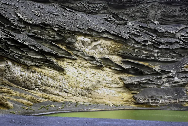 El Golfo yakınlarındaki Yeşil Göl Lago Verde, Lanzarote, Kanarya Adaları, İspanya 