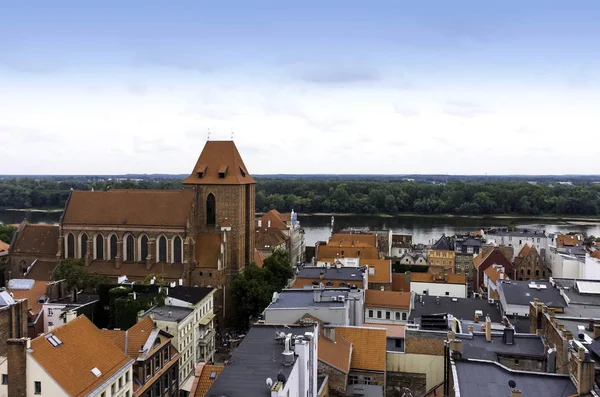 Aerial Panorama Old Town Cathedral Torun Poland — Stock Photo, Image