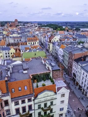 torun, Polonya eski şehrin havadan görünümü