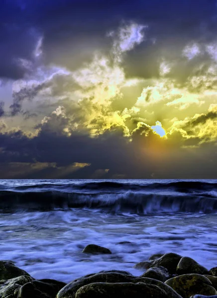 Dramatic Sunrise Aegean Sea Gouves Crete Greece — Stock Photo, Image