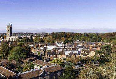 Warwick Collegiate Kilisesi St Mary Warwick, Warwickshire, İngiltere üzerinde 21 Ekim 2018 ile havadan görünümü