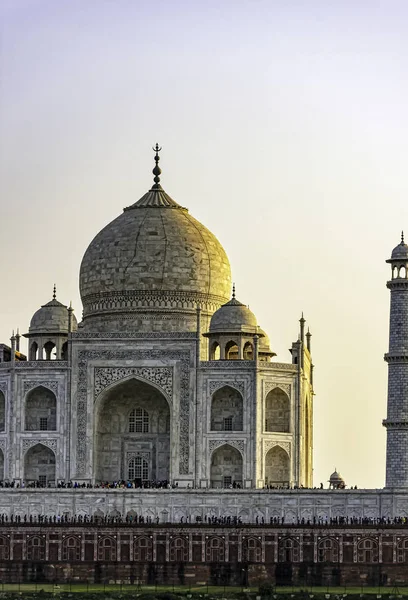 Pôr Sol Sobre Taj Mahal Agra Uttar Pradesh Índia Dezembro — Fotografia de Stock