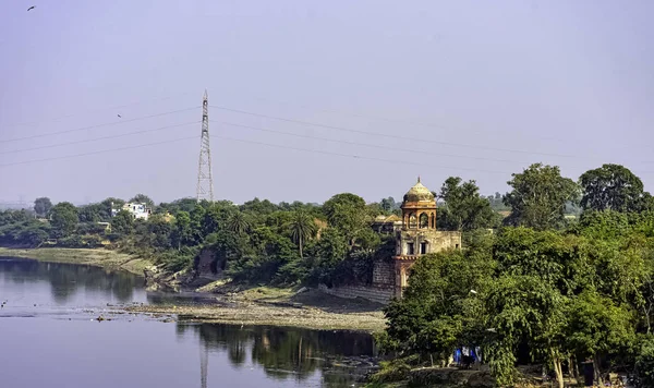 Panoramablick Auf Den Yamuna Fluss Agra Uttar Pradesh Indien — Stockfoto