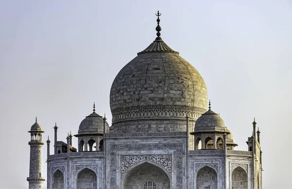 Pôr Sol Sobre Coroa Dos Palácios Taj Mahal Agra Uttar — Fotografia de Stock