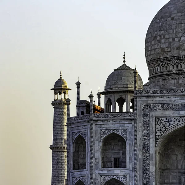 Sonnenuntergang Über Der Krone Der Paläste Taj Mahal Agra Uttar — Stockfoto